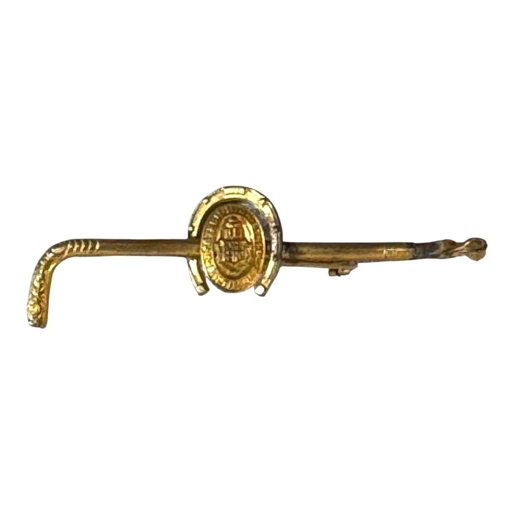 Vintage Gold Brass Tie Clip Equestrian Eastern Riding School Horseshoe Dad Gift